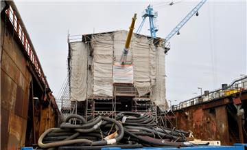 Das Marineschulschiff "Gorch Fock" wird in Bremerhaven saniert.