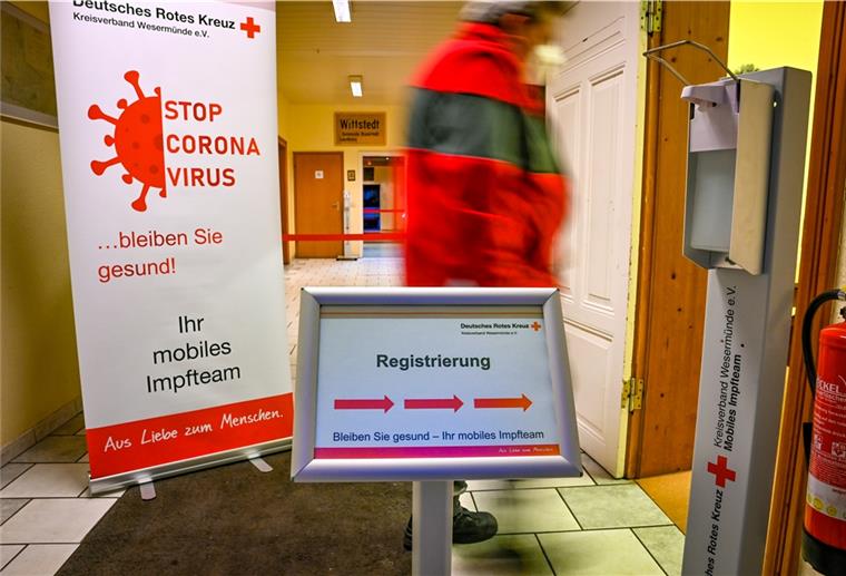 Das mobile Impfteam des DRK hatte sich unter anderem im Wittstedter Dorfgemeinschaftshaus für drei Tage eingerichtet. Foto Scheschonka