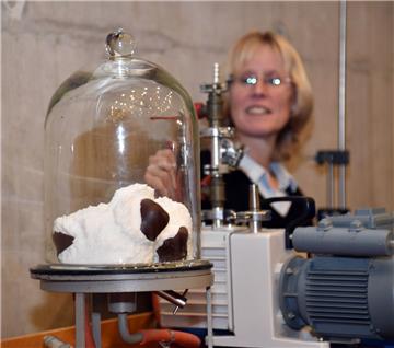 Das passiert, wenn man Schaumküsse unter eine Vakuum-Glocke stellt.