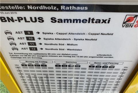Das Sammeltaxi AST gibt es in allen Kommunen im Cuxland. Es hat eigene Linien, einen Fahrplan und muss eine Stunde vor der Fahrt gebucht werden.
