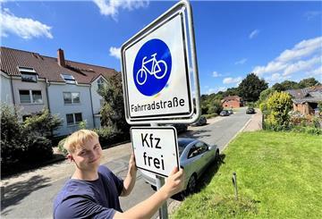 Verkehrsschilder für Fahrradstraße