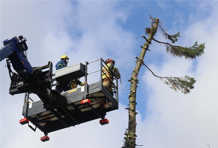Das THW unterstützt die Feuerwehr in Lehe mit einem Teleskoplader.
