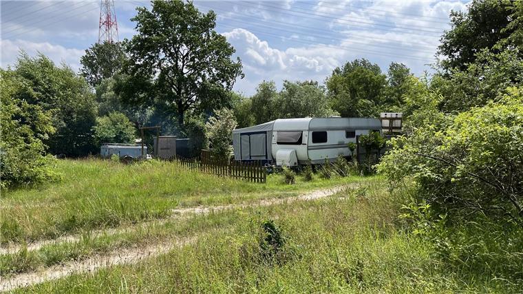 Dauercamper auf der Elbinsel Lühesand im Sommer 2024.
