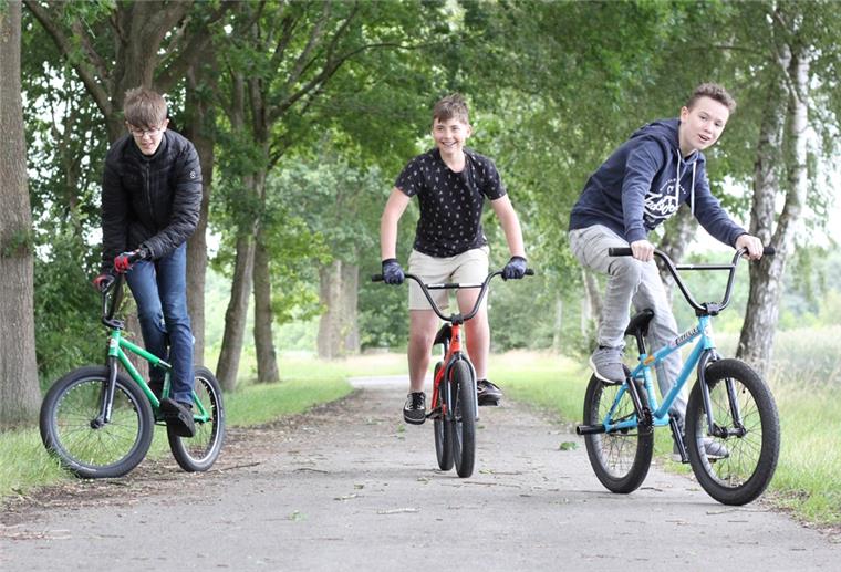 Den Bunnyhop hat Alexander (Mitte) schon gut drauf. Jetzt wünschen sich die Schüler von der Politik mehr als einen Häschensprung: Einen Skatepark.