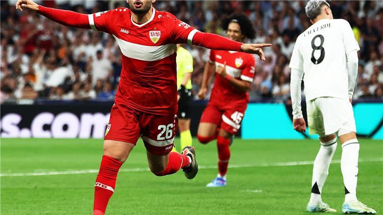 Deniz Undav bejubelt den Ausgleich für den VfB Stuttgart in der Champions League bei Real Madrid.