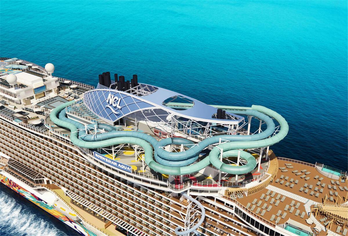 Der Aqua Slidecoaster auf der „Norwegian Aqua“ ist ein Hybrid aus Achterbahn und Wasserrutsche - mithilfe von Magnet-Technologie sollen Wagemutige mit bis zu 50 km/h durch die Röhren gleiten.