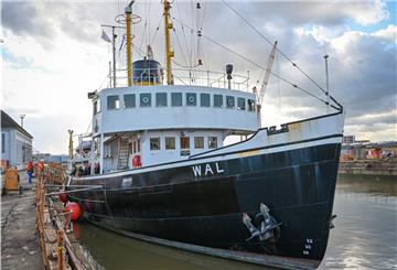 Der Dampf-Eisbrecher „Wal“ liegt zur Zeit im Kaiserdock bei der Lloyd Werft.