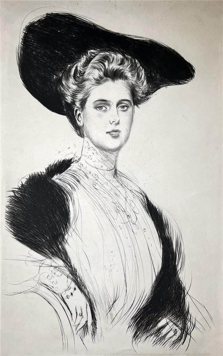Druckgrafiken vorm Krieg gerettet: Ausstellung in Bremer Kunsthalle Der Franzose Paul César Helleu schuf im 18. oder 19. Jahrhundert dieses Bildnis von Anna Goratsievna Ashkenazi.
