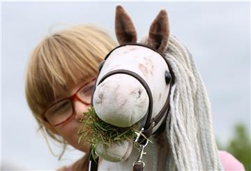 Jana Jülich mit ihrem Hobby Horse Fabio-Pascal beim Springen.