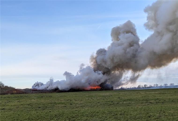 Der in Brand stehende Stall