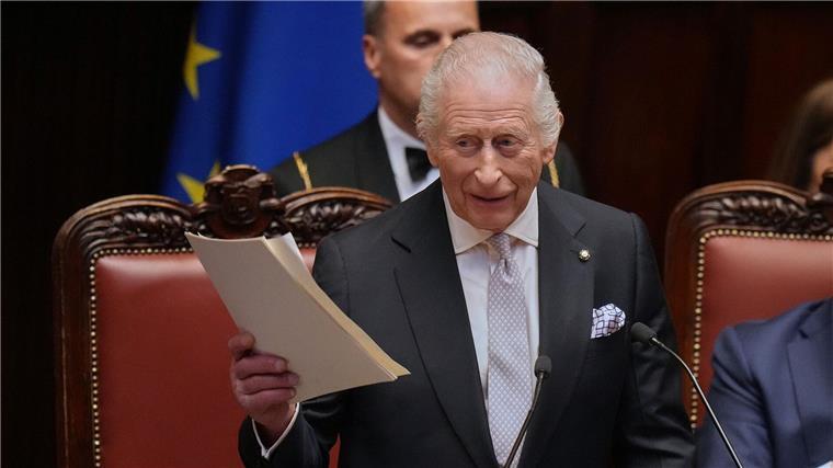 Im Hochzeitsoutfit: Royals feiern ihren 20. Hochzeitstag Der König sprach lange im italienischen Parlament.