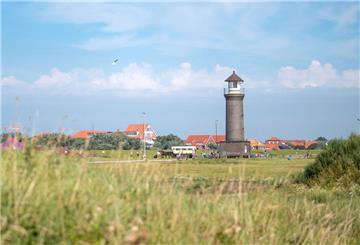 Der Leuchtturm Memmertfeuer auf der Nordseeinsel Juist.
