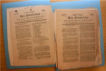 „Der Mittheiler an der Unterweser“ wurde von 1848 bis 1849 herausgegeben. Die Te...