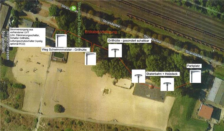 Besseres Sicherheitsgefühl: Nordenhamer Strand soll beleuchtet werden Der Nordenhamer Strand wird in manchen Bereichen beleuchtet.