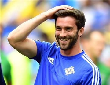 Der Nordire William Grigg hat gute Laune. Das wird sich am Dienstag wohl ändern. Denn mit seiner Mannschaft hat Grigg gegen Deutschland keine Chance. 