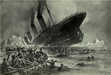 Der Untergang der Titanic nahe Cap Race (Neufundland) ist auf einem Gemälde festgehalten.