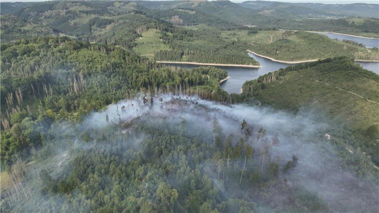 Feuerwehr warnt: Waldbrand-Gebiet weiter nicht betreten Der Waldbrand ereignete sich in der Nähe der Granetalsperre.