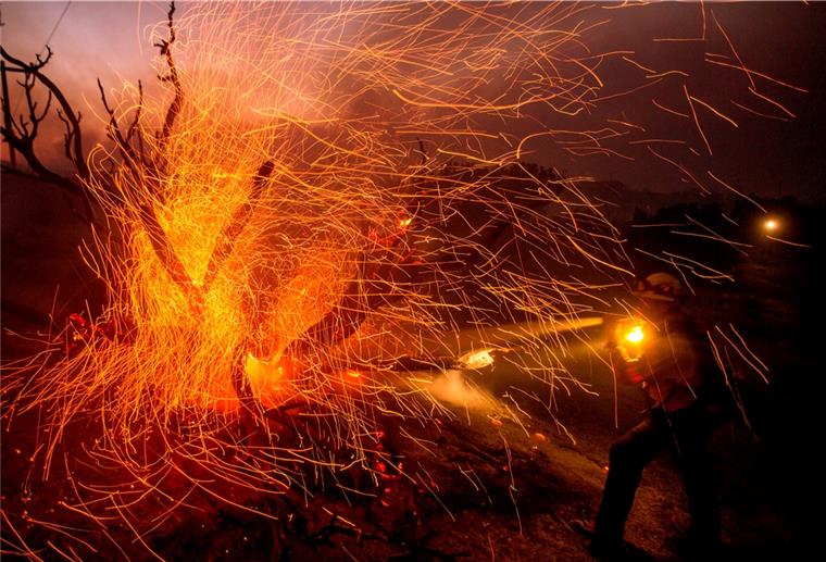 Feuer und Funken, Baumstämme brennen