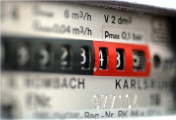 Die Nahaufnahme eines Gaszählers.