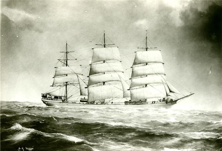 Die 1888 auf der Geestemünder Tecklenborg-Werft gebaute "Najade" war ein als Vollschiff getakelter Dreimaster. Foto: Historisches Museum Bremerhaven
