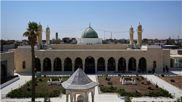 Die Al-Nuri-Moschee vor dem Besuch des irakischen Regierungschefs.