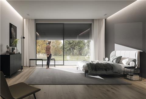 Modernes Schlafzimmer mit Sichtschutz