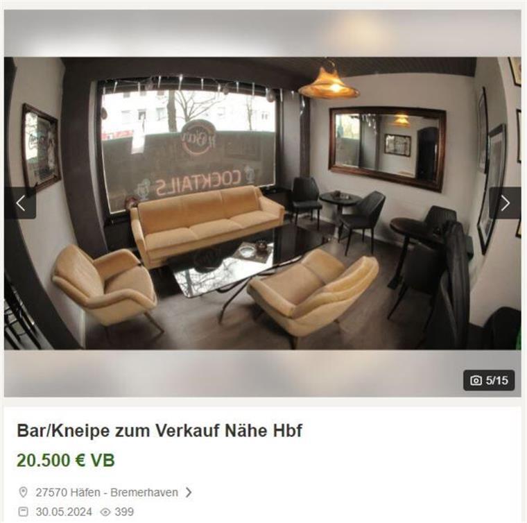 Die Bar gibt es bei Kleinanzeigen für 20.500 Euro. Oder zum Tausch.