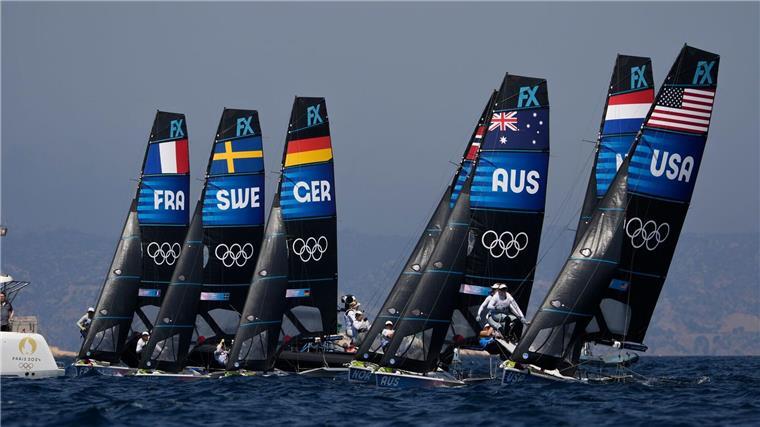 Segeln: Deutsche 49erFX-Crew auf Rang sechs Die Boote am Start des Medal Race.