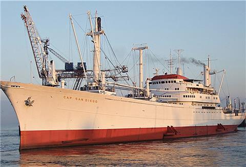 Die „Cap San Diego“ wird in Bremerhaven saniert.
