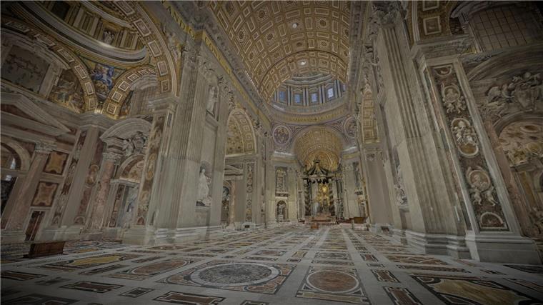 Die detaillierte digitale Nachbildung des Petersdoms ermöglicht es, Details des Bauwerks so nah zu erleben, wie es bei einem physischen Besuch der Basilika nicht möglich ist. 