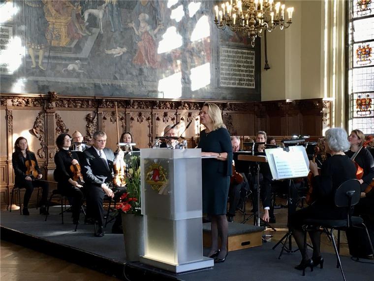 Die Direktorin des Alfred-Wegener-Instituts, Professorin Antje Boetius, hielt beim Neujahrsempfang des Senats die Gastrede. 
