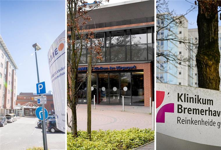 Ameos-Klinikum Mitte (von links), Ameos-Klinikum am Bürgerpark und Klinikum Reinkenheide in Bremerhaven