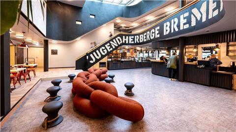 Die Eingangshalle der Bremer Jugendherberge.