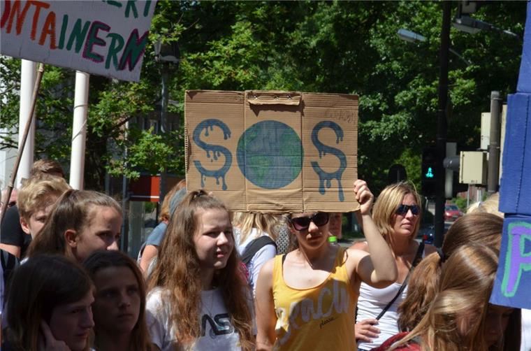 Die Erde funkt SOS. Diese Botschaft geht von „Fridays for Future“ aus. In Zeven 
(Foto) fand im Juni eine erste Demo statt 
