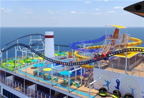 Die erste Achterbahn auf den Weltmeeren feiert 2021 Premiere auf der Mardi Gras.