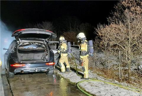 Die Feuerwehr griff sofort ein und löschte das brennende Auto.