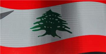 Die Flagge des Libanon leuchtet auf einem Bildschirm.