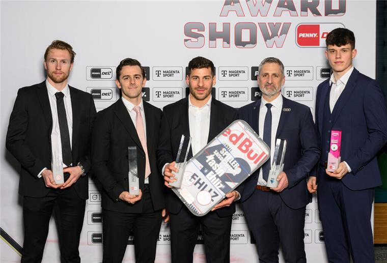 DEL-Awards: Das sind die Sieger Die geehrten Akteure der DEL-Saison 2022/23: Henrik Haukeland (v. li.), Nicholas Bailen, Yasin Ehliz, Mark French und Bennet Roßmy.