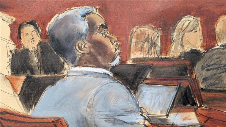 Prozess gegen Rapper Sean Combs auf der Zielgeraden Die Gerichtszeichnung zeigt Sean „Diddy“ Combs, der den Eröffnungsplädoyers am ersten Verhandlungstag vor dem Bundesgericht in Manhattan zuhört. (Archivbild)