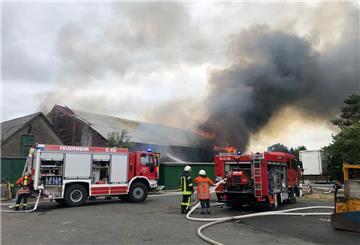Die Halle stand schon beim Eintreffen der Rettungskräfte in Flammen.