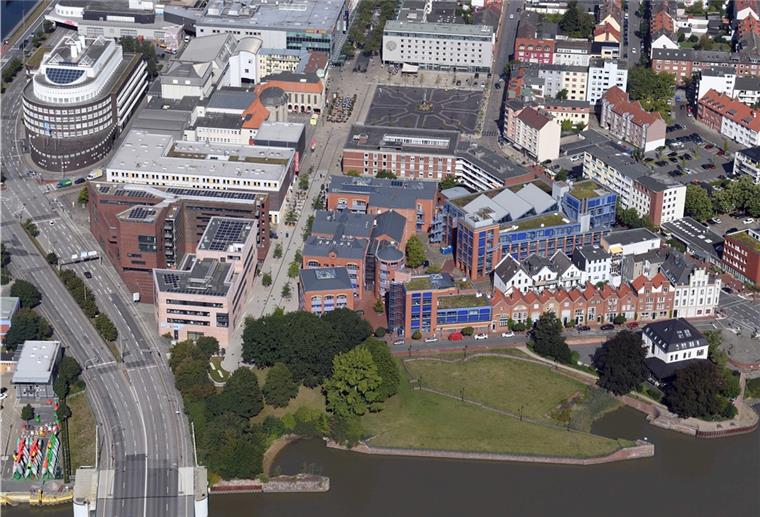 Die Hochschule Bremerhaven aus der Luft betrachtet. Sie soll weiter wachsen.