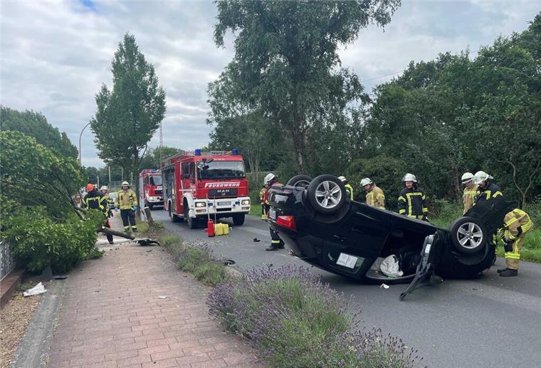 Unfall in Loxstedt: Auto prallt gegen Baum und überschlägt sich Die Hohewurthstraße war für eine Stunde gesperrt.