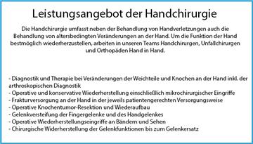 Leistungen der Handchirurgie