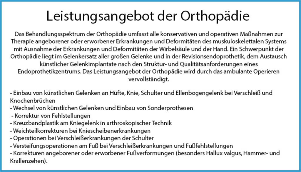 Leistungen der Orthopädie