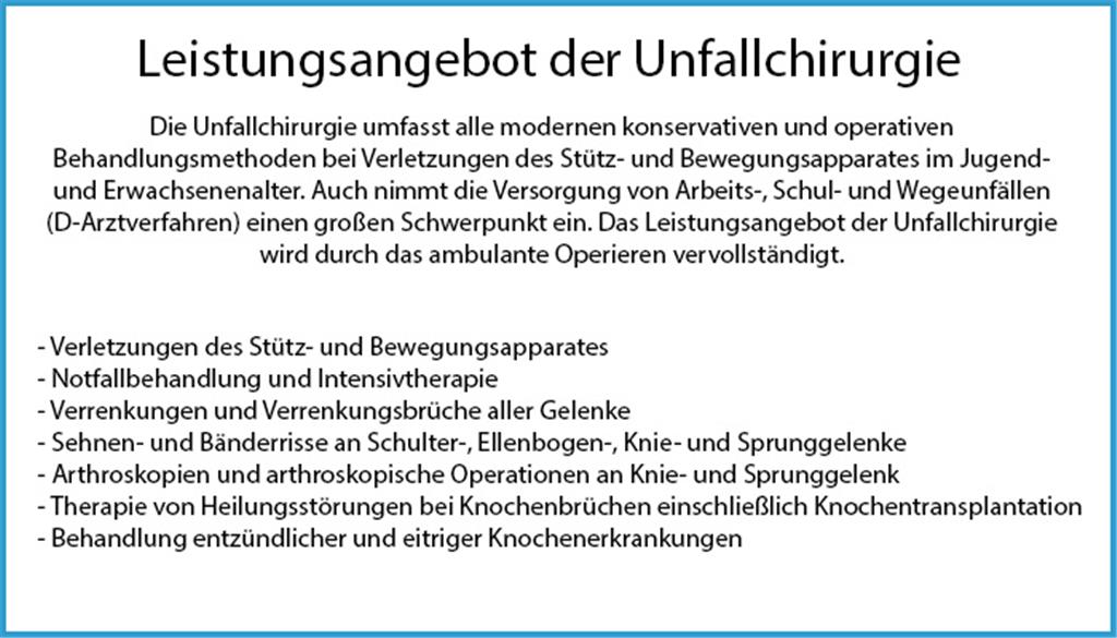 Leistungen der Unfallchirurgie