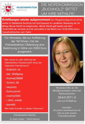 Die Mordkommission in Diepholz hat ihre Arbeit im Fall der toten Nicole Stindt wieder aufgenommen. 