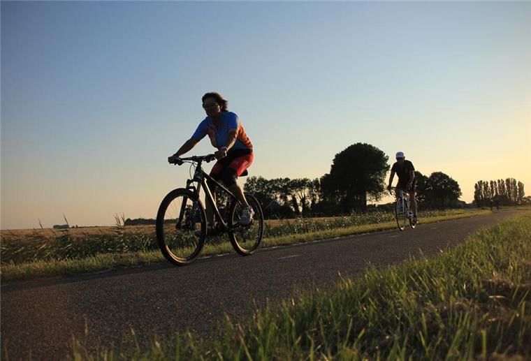 STADE Land Fluss per Rad, Hanseatische Entdeckungsreise auf zwei Rädern Fahrradfahrer im Grünen