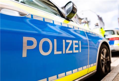Ein Polizeiauto steht am Straßenrand.