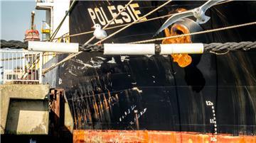Die Schäden am Frachtschiff „Polesie“. Infolge des Zusammenstoßes mit der "Polesie" ist der Frachter „Verity" in der in der Nordsee gesunken.