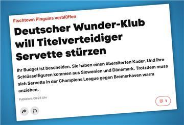 Die Schweizer Zeitung "Blick" adelt die Fischtown Pinguins, stichelt aber gleichzeitig gegen die Bremerhavener.